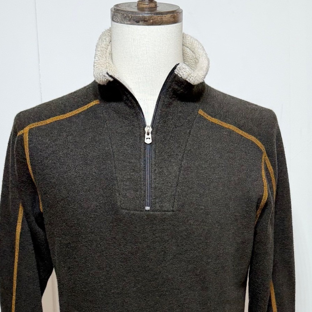 Kuhl Sweater Mens Small Brown Alfpaca Europa 1/4 Zip Fleece Long Sleeve